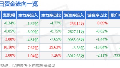 股票行情快报：岩山科技（002195）5月9日主力资金净卖出1.37亿元