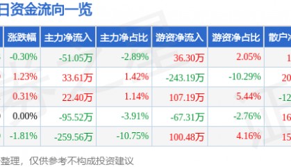 股票行情快报：双箭股份（002381）5月28日主力资金净卖出51.05万元