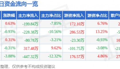 股票行情快报：华塑控股（000509）4月3日主力资金净卖出199.84万元