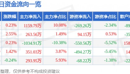 股票行情快报：城投控股（600649）3月25日主力资金净买入1159.79万元